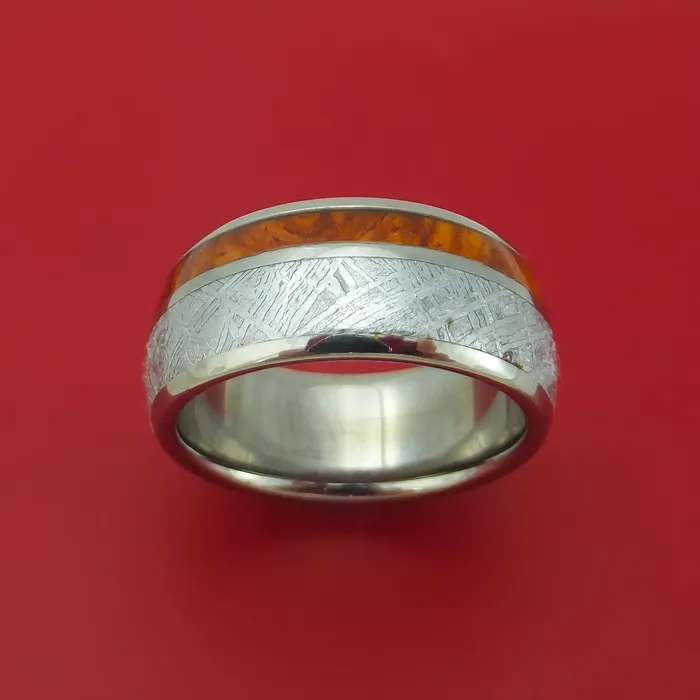 Rings Titanium Ring with Gibeon Meteorite and Hardwood Inlays Custom Made Band Lashbrook Rings Titanium Ring with Gibeon Meteorite and Hardwood Inlays Custom Made Band Lashbrook