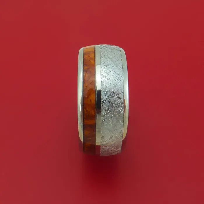 Rings Titanium Ring with Gibeon Meteorite and Hardwood Inlays Custom Made Band Lashbrook Rings Titanium Ring with Gibeon Meteorite and Hardwood Inlays Custom Made Band Lashbrook