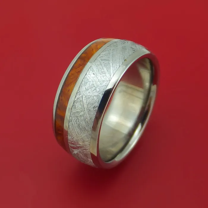 Rings Titanium Ring with Gibeon Meteorite and Hardwood Inlays Custom Made Band Lashbrook Rings Titanium Ring with Gibeon Meteorite and Hardwood Inlays Custom Made Band Lashbrook