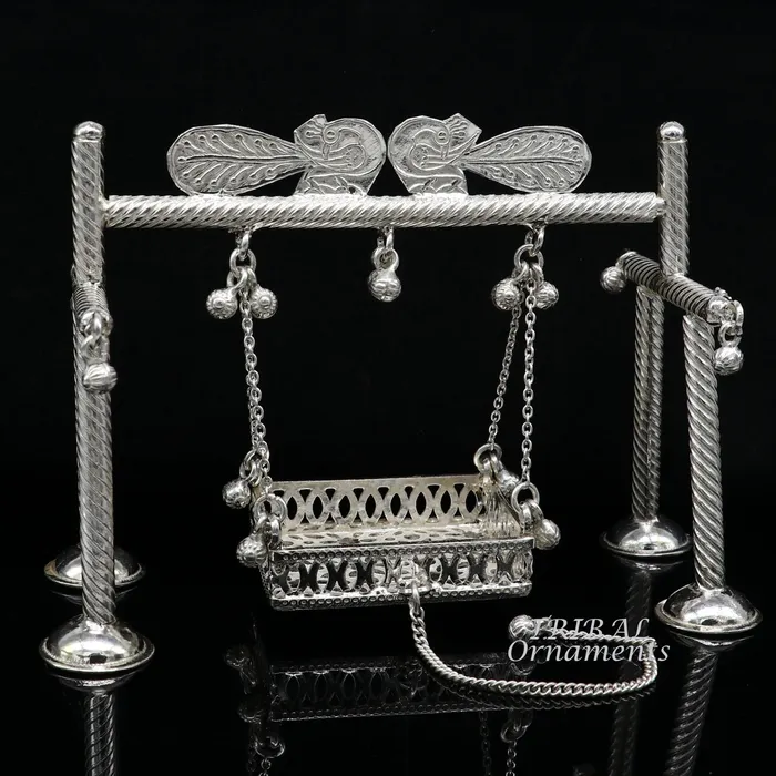 Rings TribalOrnaments 925 Sterling silver handmade Bal Gopala jhula little Krishna swing child krishan palana silver jhula laddu gopal jhula silver art su943