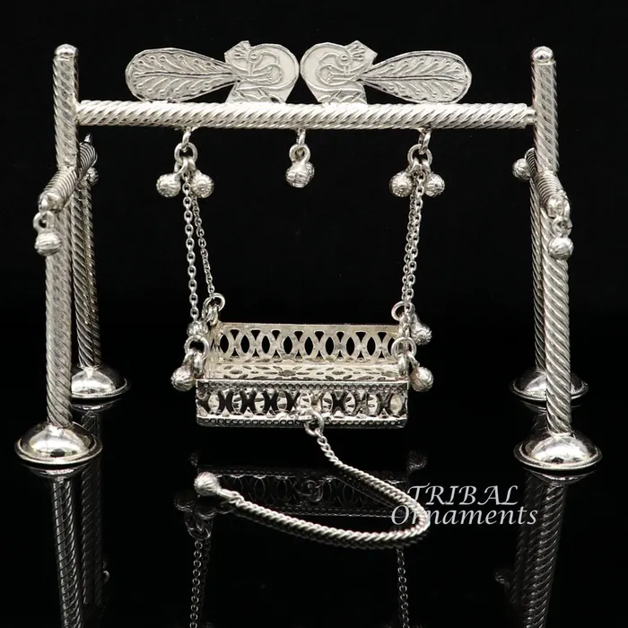 Rings TribalOrnaments 925 Sterling silver handmade Bal Gopala jhula little Krishna swing child krishan palana silver jhula laddu gopal jhula silver art su943