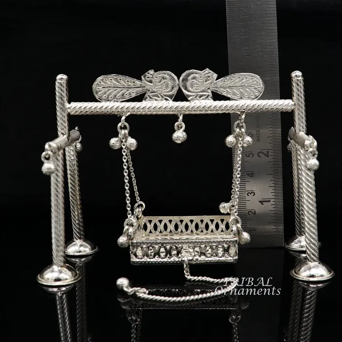 Rings TribalOrnaments 925 Sterling silver handmade Bal Gopala jhula little Krishna swing child krishan palana silver jhula laddu gopal jhula silver art su943