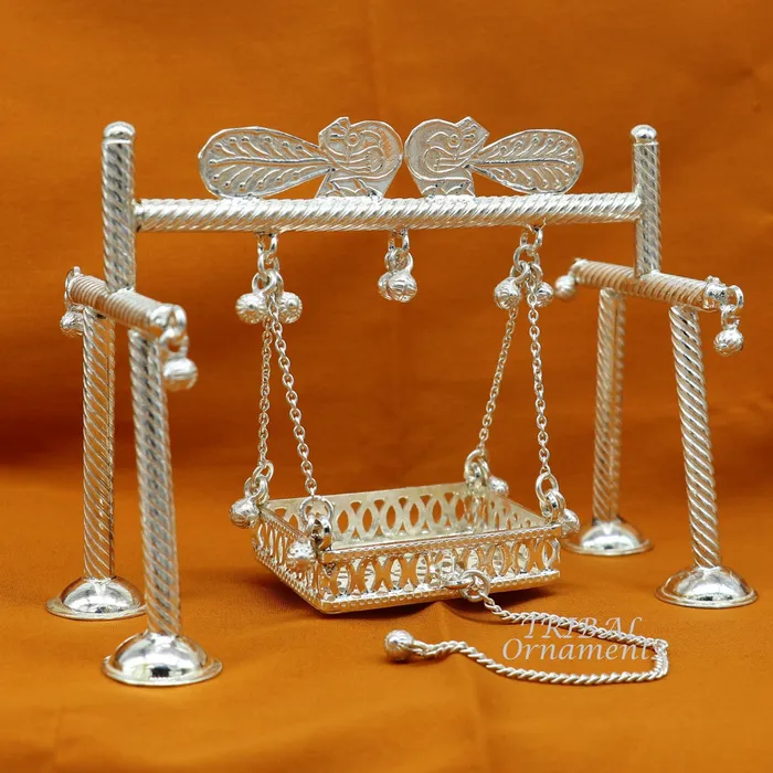 Rings TribalOrnaments 925 Sterling silver handmade Bal Gopala jhula little Krishna swing child krishan palana silver jhula laddu gopal jhula silver art su943