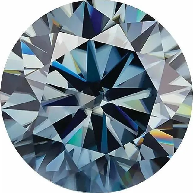 Round Diamond Faceted FAB Blue Moissanite Loose Stone Fire Brilliance Rings