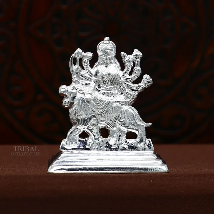 Sterling silver Goddess Durga maa Pooja Articles Indian Silver Idols handcrafted Mataji statue sculpture amazing gifting Art469 TRIBAL ORNAMENTS Rings
