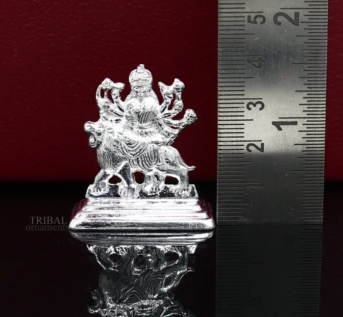 Sterling silver Goddess Durga maa Pooja Articles Indian Silver Idols handcrafted Mataji statue sculpture amazing gifting Art469 TRIBAL ORNAMENTS Rings