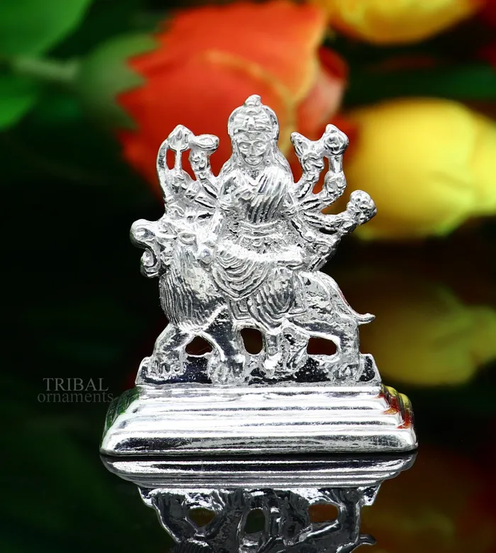 Sterling silver Goddess Durga maa Pooja Articles Indian Silver Idols handcrafted Mataji statue sculpture amazing gifting Art469 TRIBAL ORNAMENTS Rings