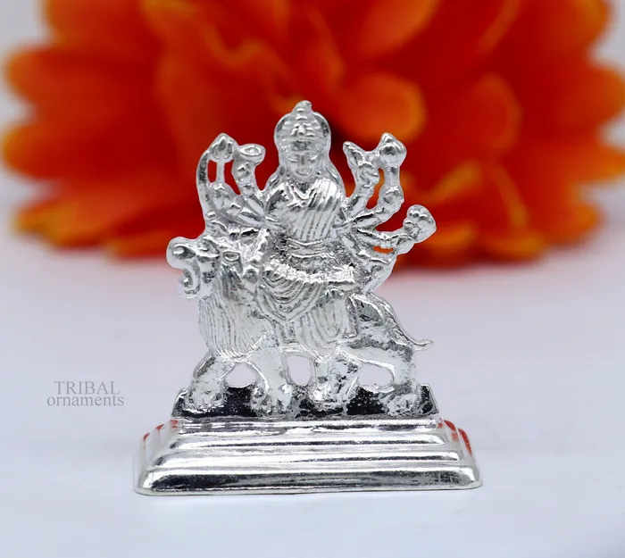 Sterling silver Goddess Durga maa Pooja Articles Indian Silver Idols handcrafted Mataji statue sculpture amazing gifting Art469 TRIBAL ORNAMENTS Rings