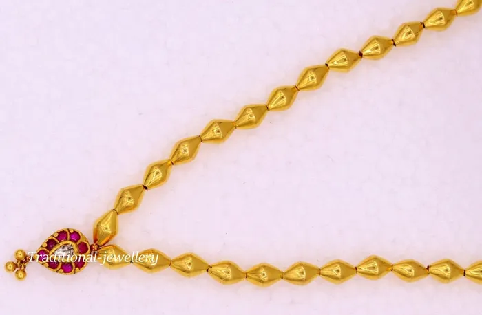 TRIBAL ORNAMENTS 22k yellow gold handmade olive beads wax beads fabulous necklace pendant tribal jewelry from rajasthan india Necklaces