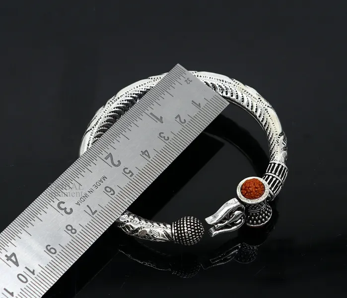 TRIBAL ORNAMENTS 925 Sterling silver handmade Lord Shiva trident trishul kada Bahubali bracelet with Rudraksha beads customized Mahadeva trident kada nsk445 Bracelets TRIBAL ORNAMENTS 925 Sterling silver handmade Lord Shiva trident trishul kada Bahubali bracelet with Rudraksha beads customized Mahadeva trident kada nsk445 Bracelets