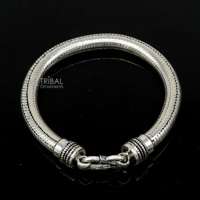 TRIBAL ORNAMENTS Bracelets 8mm 925 sterling silver handmade amazing inches snake chain flexible unisex bracelet jewelry from Rajasthan india sbr743 TRIBAL ORNAMENTS Bracelets 8mm 925 sterling silver handmade amazing inches snake chain flexible unisex bracelet jewelry from Rajasthan india sbr743
