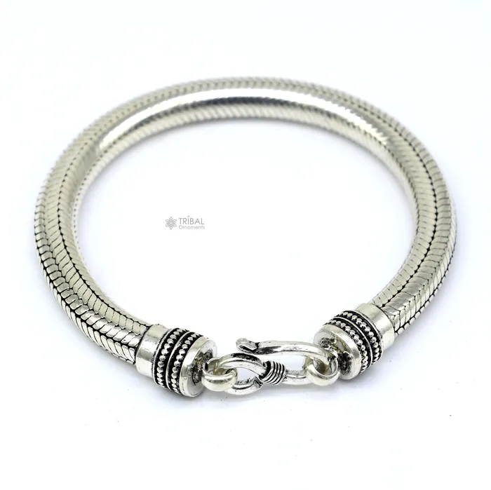 TRIBAL ORNAMENTS Bracelets 8mm 925 sterling silver handmade amazing inches snake chain flexible unisex bracelet jewelry from Rajasthan india sbr743 TRIBAL ORNAMENTS Bracelets 8mm 925 sterling silver handmade amazing inches snake chain flexible unisex bracelet jewelry from Rajasthan india sbr743