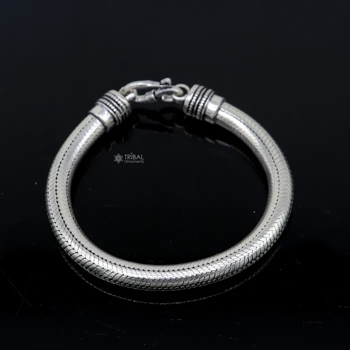 TRIBAL ORNAMENTS Bracelets 8mm 925 sterling silver handmade amazing inches snake chain flexible unisex bracelet jewelry from Rajasthan india sbr743 TRIBAL ORNAMENTS Bracelets 8mm 925 sterling silver handmade amazing inches snake chain flexible unisex bracelet jewelry from Rajasthan india sbr743