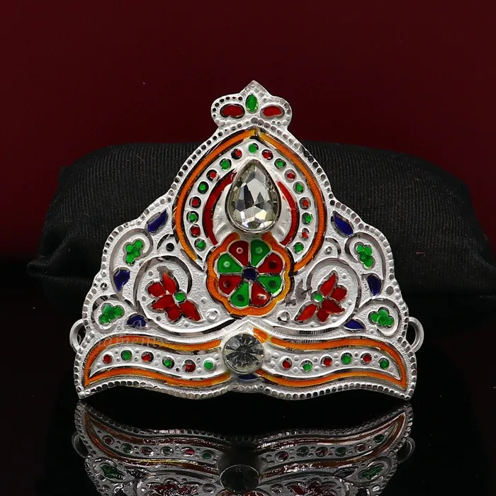 TRIBAL ORNAMENTS Mukut for All idols 925 sterling silver vintage enamel work design handmade mukut crown amazing silver god crown mukut art su1002 Rings TRIBAL ORNAMENTS Mukut for All idols 925 sterling silver vintage enamel work design handmade mukut crown amazing silver god crown mukut art su1002 Rings