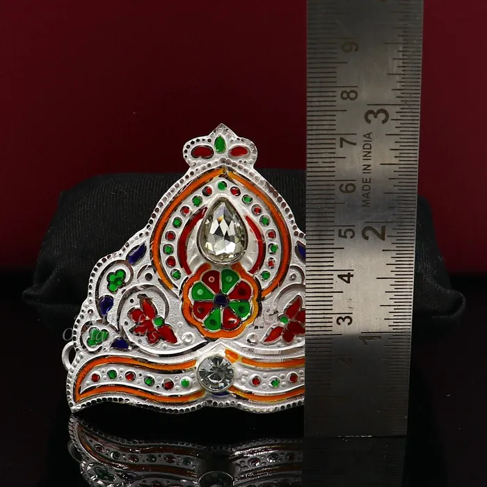 TRIBAL ORNAMENTS Mukut for All idols 925 sterling silver vintage enamel work design handmade mukut crown amazing silver god crown mukut art su1002 Rings TRIBAL ORNAMENTS Mukut for All idols 925 sterling silver vintage enamel work design handmade mukut crown amazing silver god crown mukut art su1002 Rings