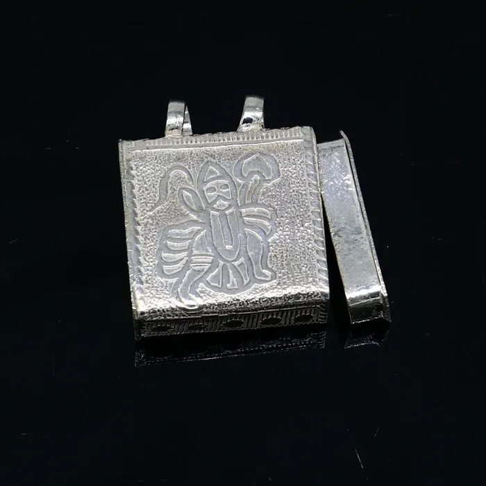 TRIBAL ORNAMENTS Necklaces 925 sterling silver handmade gorgeous Square shape handmade lord hanuman box amulet pendant mantra box silver tabiz for protection ssp662 TRIBAL ORNAMENTS Necklaces 925 sterling silver handmade gorgeous Square shape handmade lord hanuman box amulet pendant mantra box silver tabiz for protection ssp662