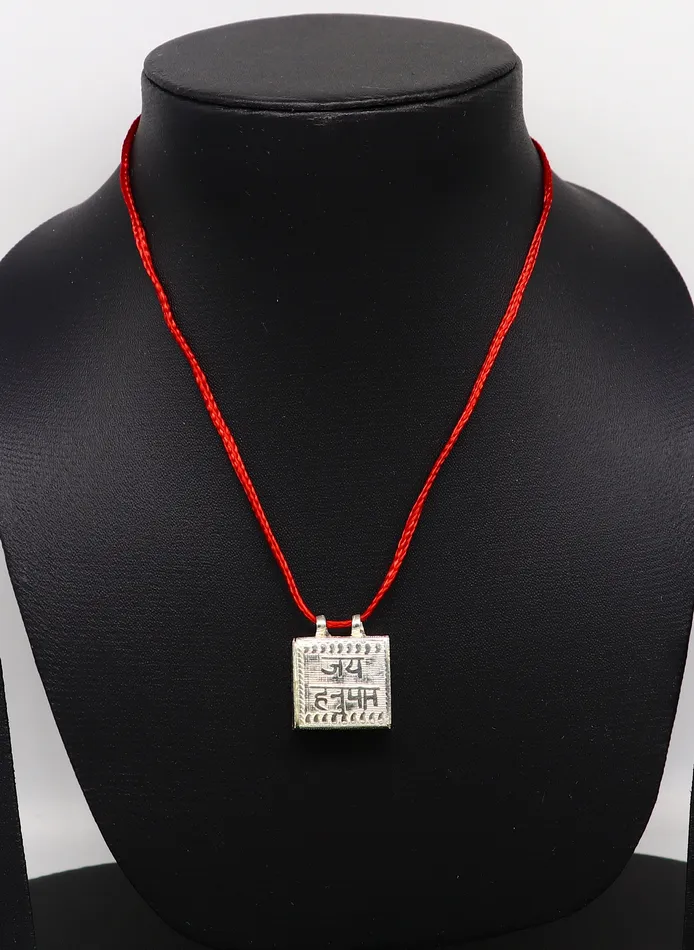 TRIBAL ORNAMENTS Necklaces 925 sterling silver handmade gorgeous Square shape handmade lord hanuman box amulet pendant mantra box silver tabiz for protection ssp662