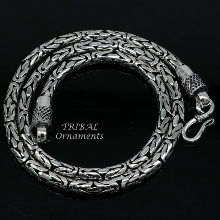 TRIBAL ORNAMENTS Necklaces 925 sterling silver Handmade solid vintage byzantine design chain heavy 4mm necklace amazing luxury royal gifting designer jewelry ch176 TRIBAL ORNAMENTS Necklaces 925 sterling silver Handmade solid vintage byzantine design chain heavy 4mm necklace amazing luxury royal gifting designer jewelry ch176