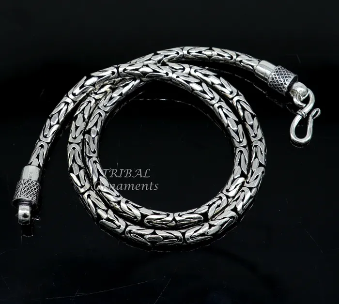 TRIBAL ORNAMENTS Necklaces 925 sterling silver Handmade solid vintage byzantine design chain heavy 4mm necklace amazing luxury royal gifting designer jewelry ch176