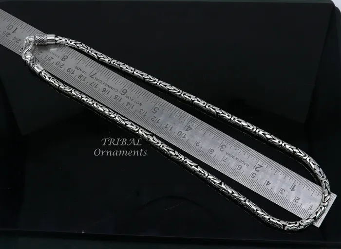 TRIBAL ORNAMENTS Necklaces 925 sterling silver Handmade solid vintage byzantine design chain heavy 4mm necklace amazing luxury royal gifting designer jewelry ch176
