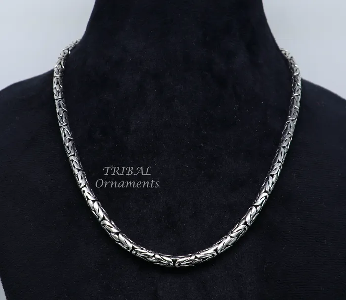 TRIBAL ORNAMENTS Necklaces 925 sterling silver Handmade solid vintage byzantine design chain heavy 4mm necklace amazing luxury royal gifting designer jewelry ch176