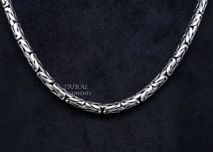 TRIBAL ORNAMENTS Necklaces 925 sterling silver Handmade solid vintage byzantine design chain heavy 4mm necklace amazing luxury royal gifting designer jewelry ch176
