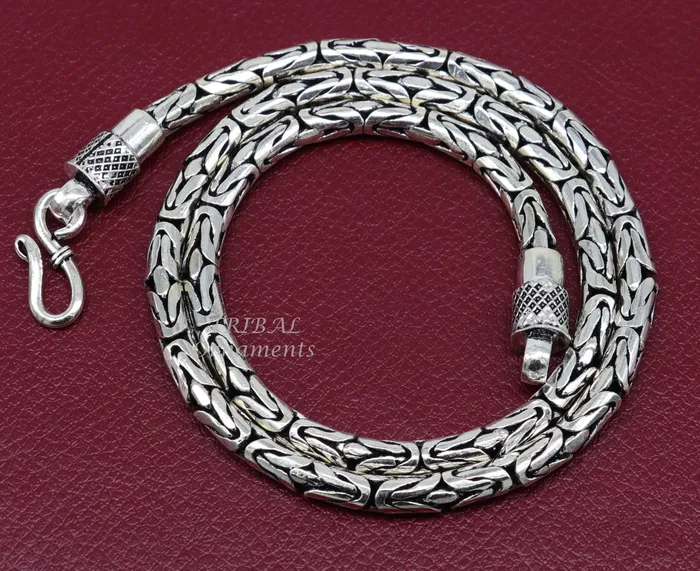 TRIBAL ORNAMENTS Necklaces 925 sterling silver Handmade solid vintage byzantine design chain heavy 4mm necklace amazing luxury royal gifting designer jewelry ch176
