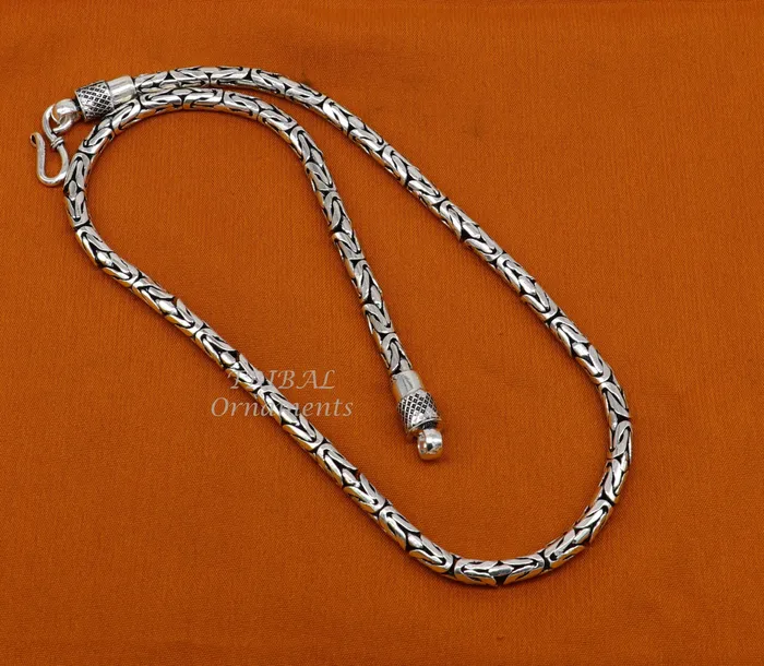 TRIBAL ORNAMENTS Necklaces 925 sterling silver Handmade solid vintage byzantine design chain heavy 4mm necklace amazing luxury royal gifting designer jewelry ch176