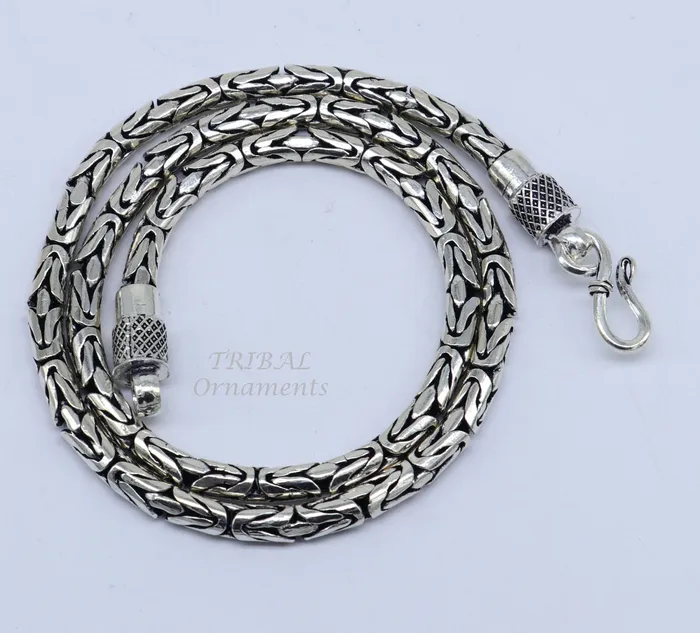 TRIBAL ORNAMENTS Necklaces 925 sterling silver Handmade solid vintage byzantine design chain heavy 4mm necklace amazing luxury royal gifting designer jewelry ch176