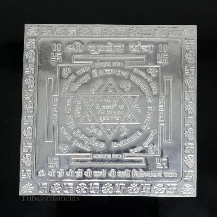 TRIBAL ORNAMENTS Necklaces pure silver Shri kuber Yantram idol kubera Yantra god yantram for home temple puja silver puja articles su547 TRIBAL ORNAMENTS Necklaces pure silver Shri kuber Yantram idol kubera Yantra god yantram for home temple puja silver puja articles su547