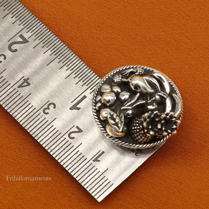 TRIBAL ORNAMENTS Rings 925 sterling silver handmade fabulous vintage antique mini fruit basket for puja or worshipping solid Diwali puja article utensils su496