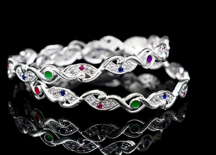 TRIBAL ORNAMENTS Rings 925 sterling silver handmade gorgeous multicolor stone stone stylish bangle excellent brides Wedding tribal personalized jewelry ba166