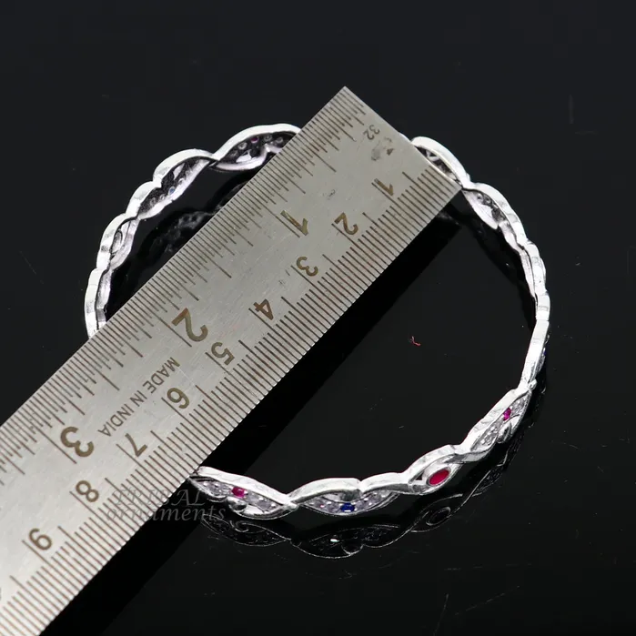 TRIBAL ORNAMENTS Rings 925 sterling silver handmade gorgeous multicolor stone stone stylish bangle excellent brides Wedding tribal personalized jewelry ba166