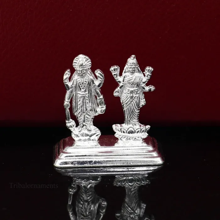TRIBAL ORNAMENTS Sterling silver handmade design Indian Idols Lord Laxmi Narayana standing statue figurine puja articles decorative gift diwali puja art84 Necklaces TRIBAL ORNAMENTS Sterling silver handmade design Indian Idols Lord Laxmi Narayana standing statue figurine puja articles decorative gift diwali puja art84 Necklaces