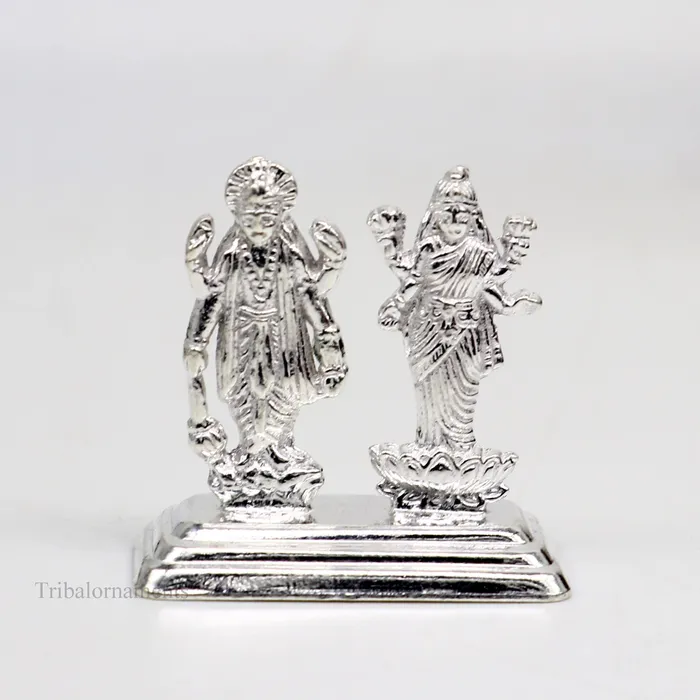 TRIBAL ORNAMENTS Sterling silver handmade design Indian Idols Lord Laxmi Narayana standing statue figurine puja articles decorative gift diwali puja art84 Necklaces