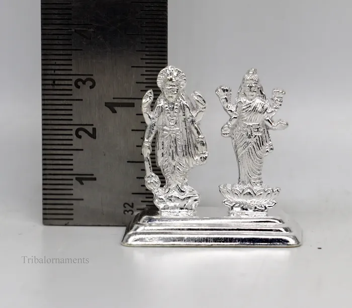 TRIBAL ORNAMENTS Sterling silver handmade design Indian Idols Lord Laxmi Narayana standing statue figurine puja articles decorative gift diwali puja art84 Necklaces