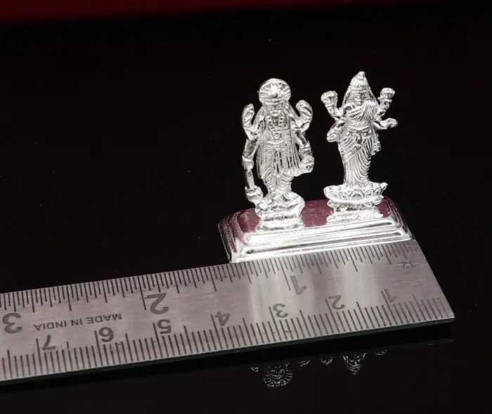 TRIBAL ORNAMENTS Sterling silver handmade design Indian Idols Lord Laxmi Narayana standing statue figurine puja articles decorative gift diwali puja art84 Necklaces