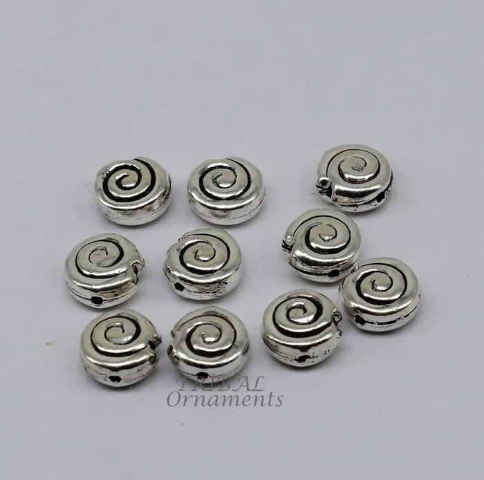 TRIBALORNAMENT Necklaces 12 mm lot 10 pieces 925 sterling silver fabulous beads drops for custom jewelry making lose beads bd23