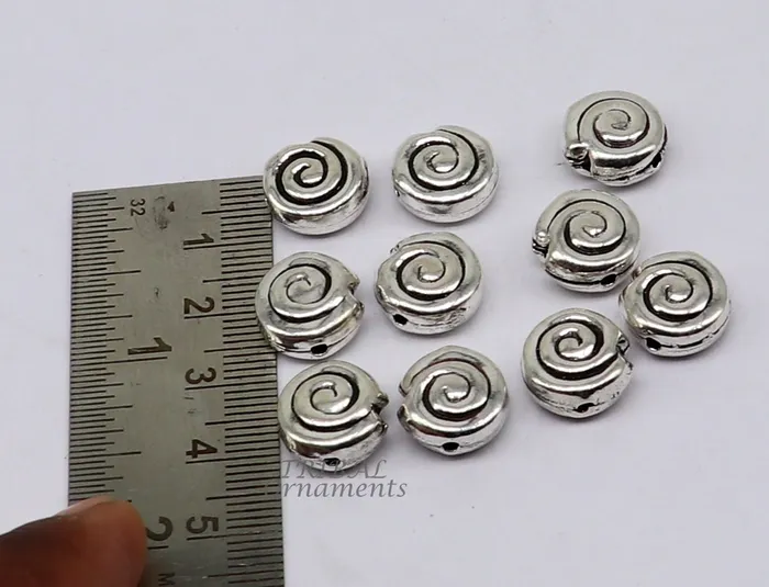 TRIBALORNAMENT Necklaces 12 mm lot 10 pieces 925 sterling silver fabulous beads drops for custom jewelry making lose beads bd23