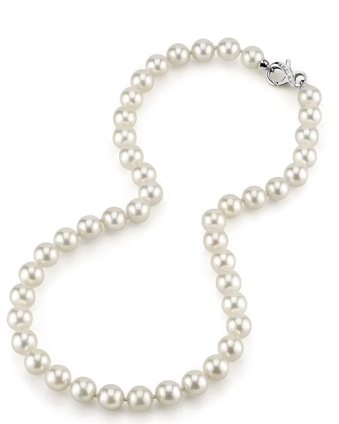 White Japanese Akoya Pearl Necklace 9095mm AAA Quality spt Necklaces
