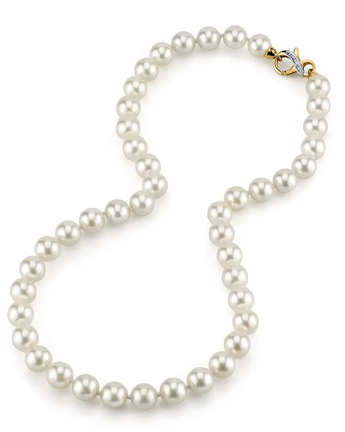 White Japanese Akoya Pearl Necklace 9095mm AAA Quality spt Necklaces