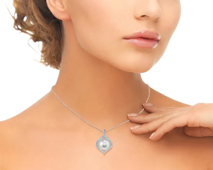 White South Sea Pearl Diamond Reverence Pendant spt Necklaces