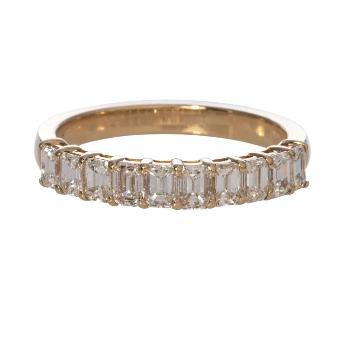120ctw EmeraldCut Diamond Halfway 14K Yellow Gold Band Croghans Rings
