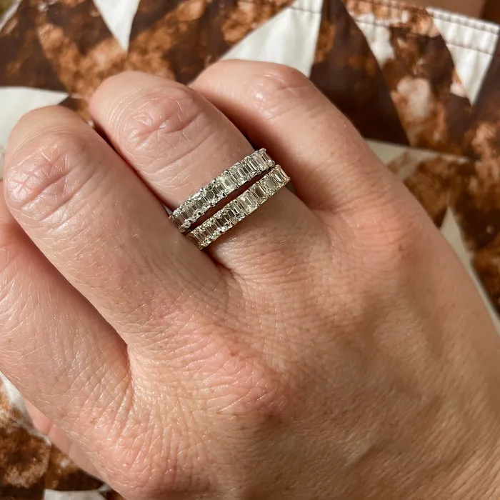 120ctw EmeraldCut Diamond Halfway 14K Yellow Gold Band Croghans Rings