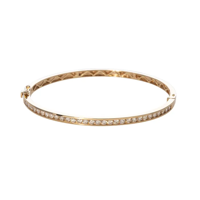 130ctw Diamond Channel Set 14K Yellow Gold Bangle Croghans PreStyled Sets 130ctw Diamond Channel Set 14K Yellow Gold Bangle Croghans PreStyled Sets