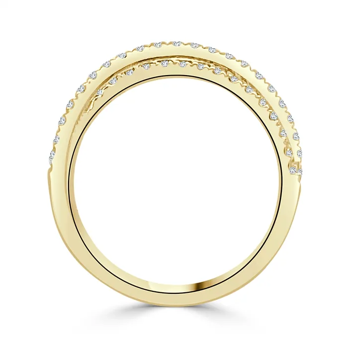 14K Yellow Gold Crisscross Diamond Band Wedding Bands Rings