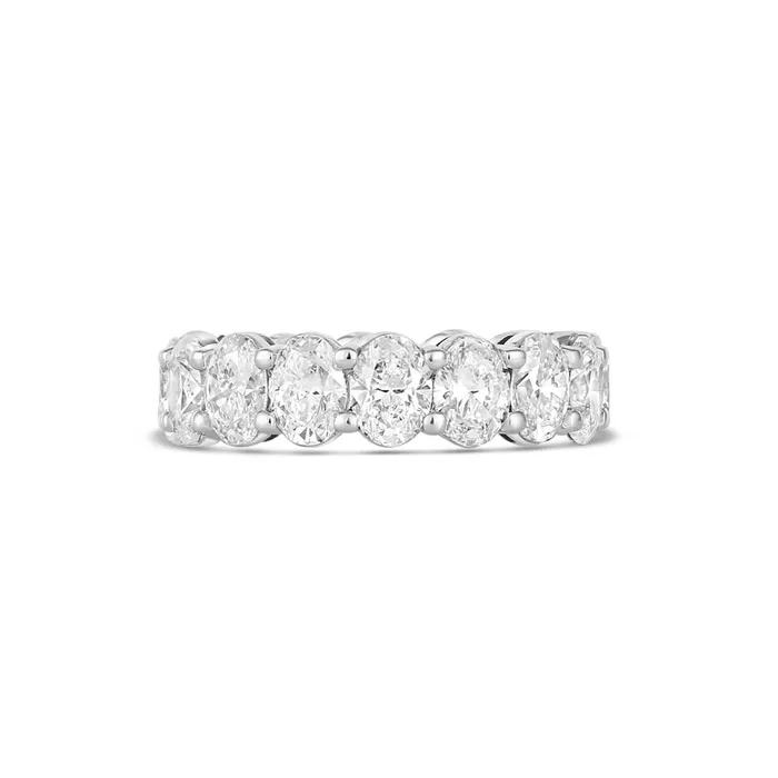 18K White Gold Oval Diamond Eternity Band Wedding Bands Rings