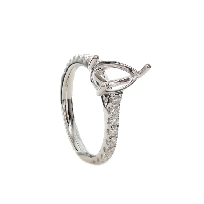 18K White Gold Semi Mount Diamond Ring with Pear Head Engagement Collections Rings 18K White Gold Semi Mount Diamond Ring with Pear Head Engagement Collections Rings
