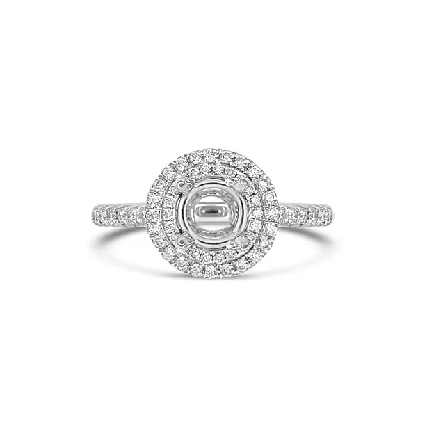 18K White Gold Semi Mount Double Round Halo Prong Set Engagement Collections PreStyled Sets 18K White Gold Semi Mount Double Round Halo Prong Set Engagement Collections PreStyled Sets