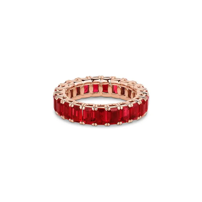 18kt Rose Gold 523ctw Natural Ruby Eternity Band Ring CJ Charles Jewelers Rings
